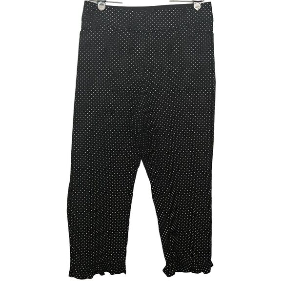 Lane Bryant The Allie Womens Black Polka Dots Cropped Pants Ruffled Hem Size 26 - Picture 1 of 4